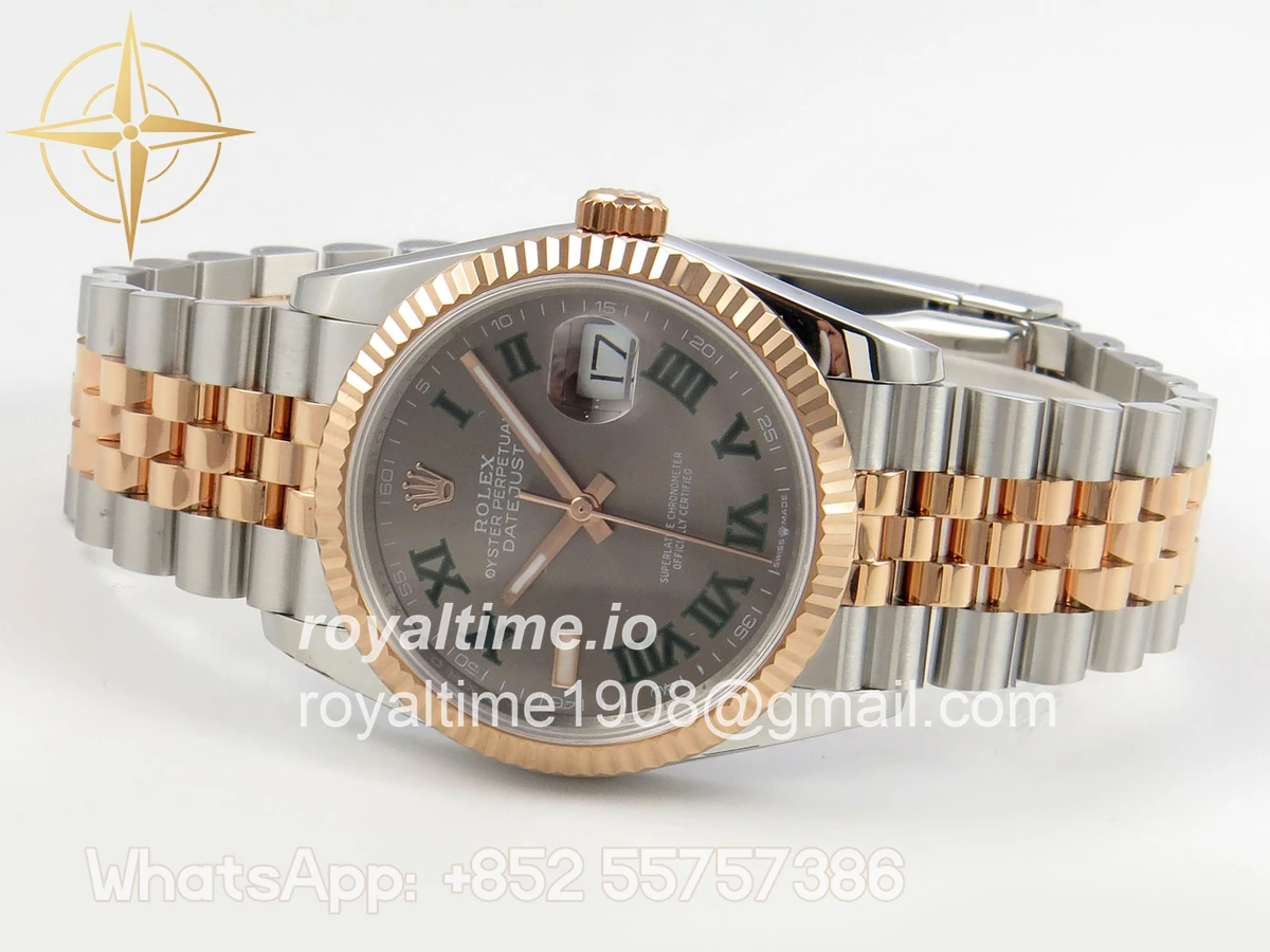 Rolex DateJust 36 126231 QF Gray Dial Green Roman on Jubilee Bracelet QF3235 - Image 8
