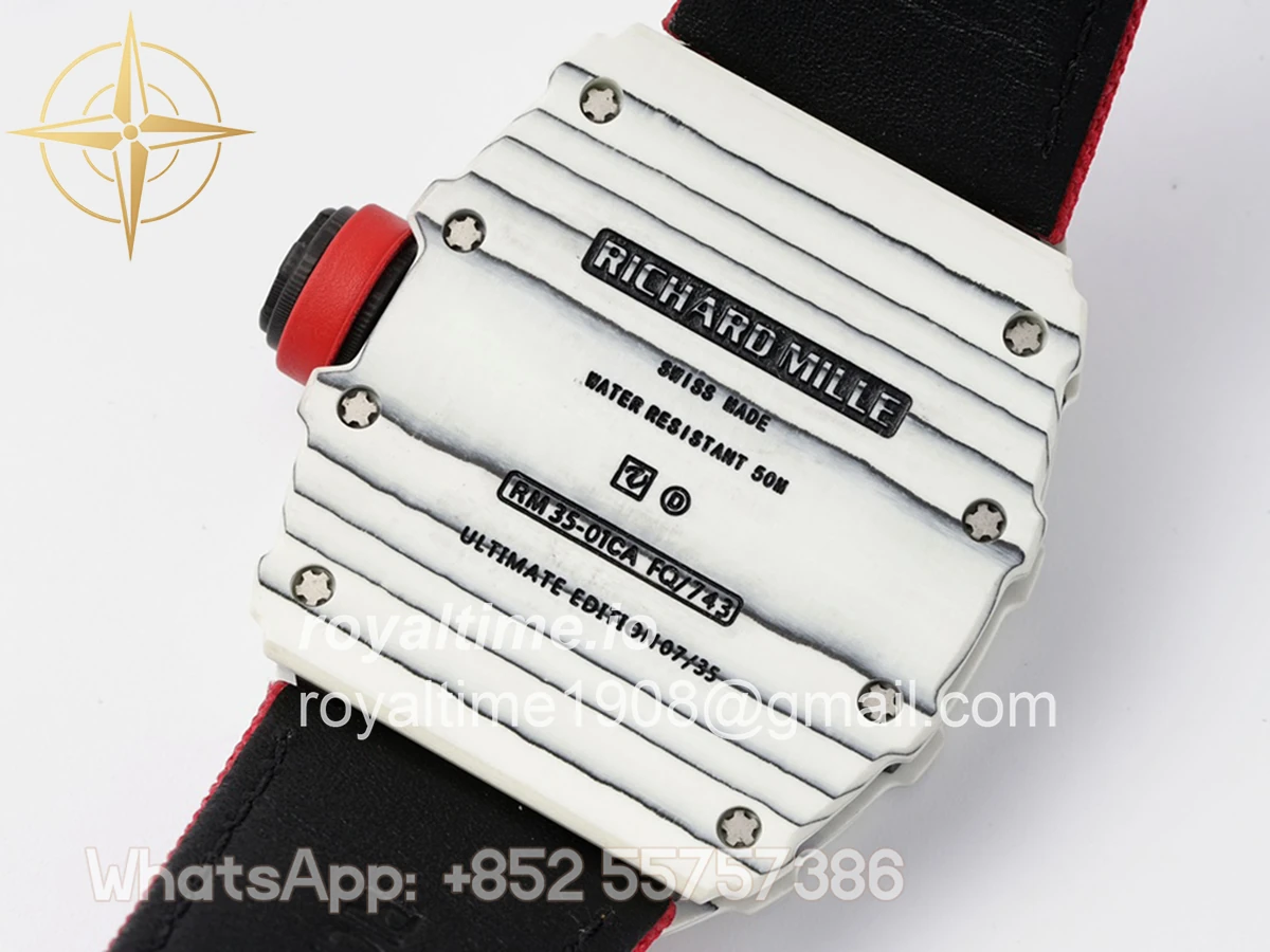 Richard Mille RM 035-01 Rafael Nadal White NTPT on Red Nylon Strap (Sonic) - Image 8