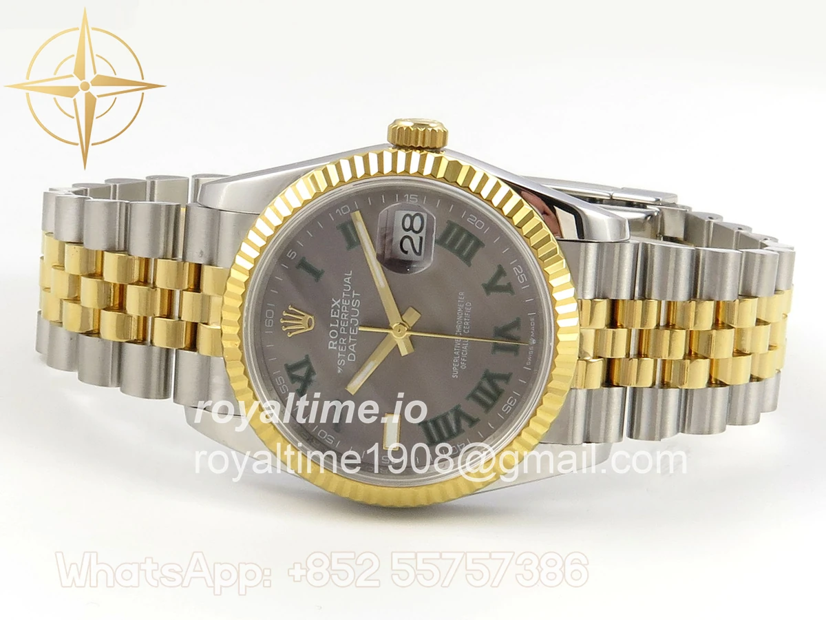 Rolex DateJust 36 126233 QF Gray Dial Green Roman on Jubilee Bracelet QF3235 - Image 8