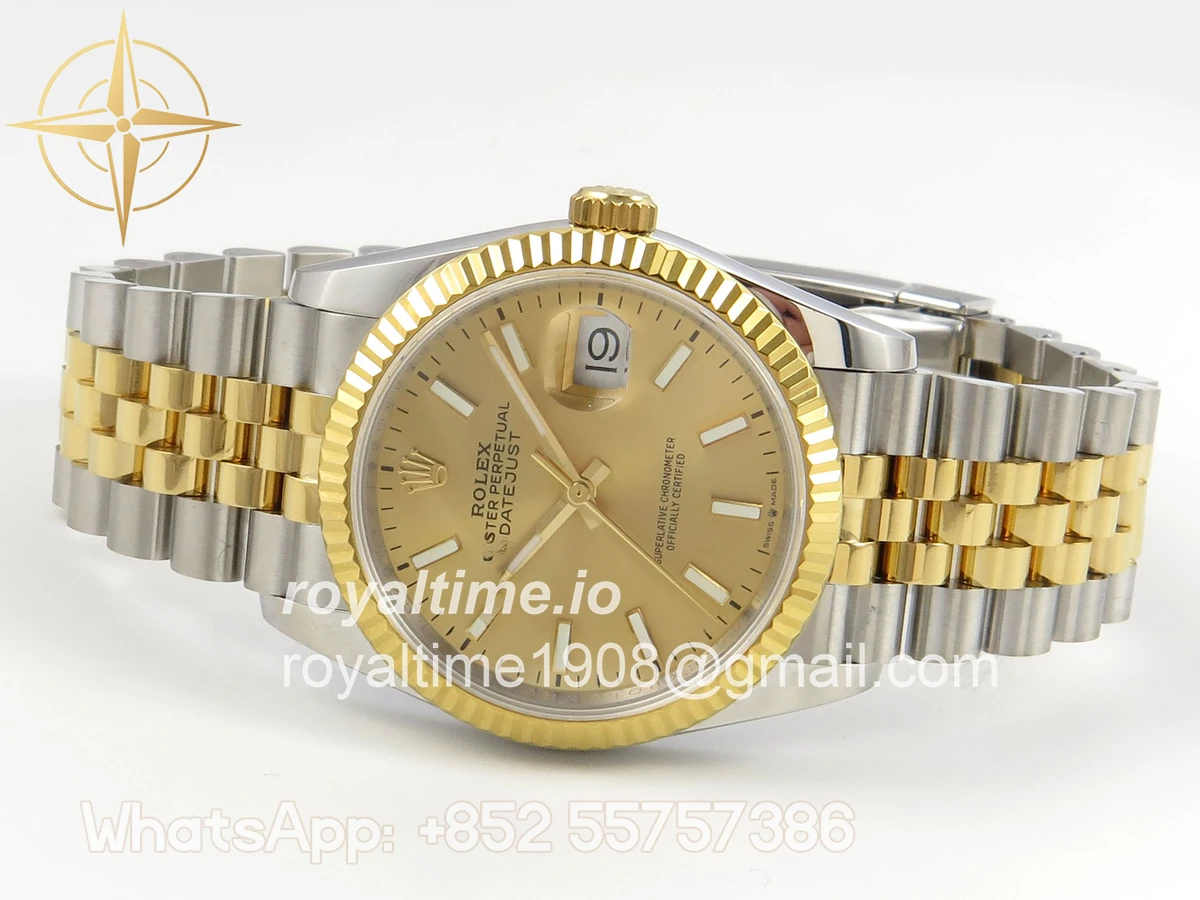 Rolex DateJust 36 126233 QF YG Stick Dial on Jubilee Bracelet QF3235 - Image 8