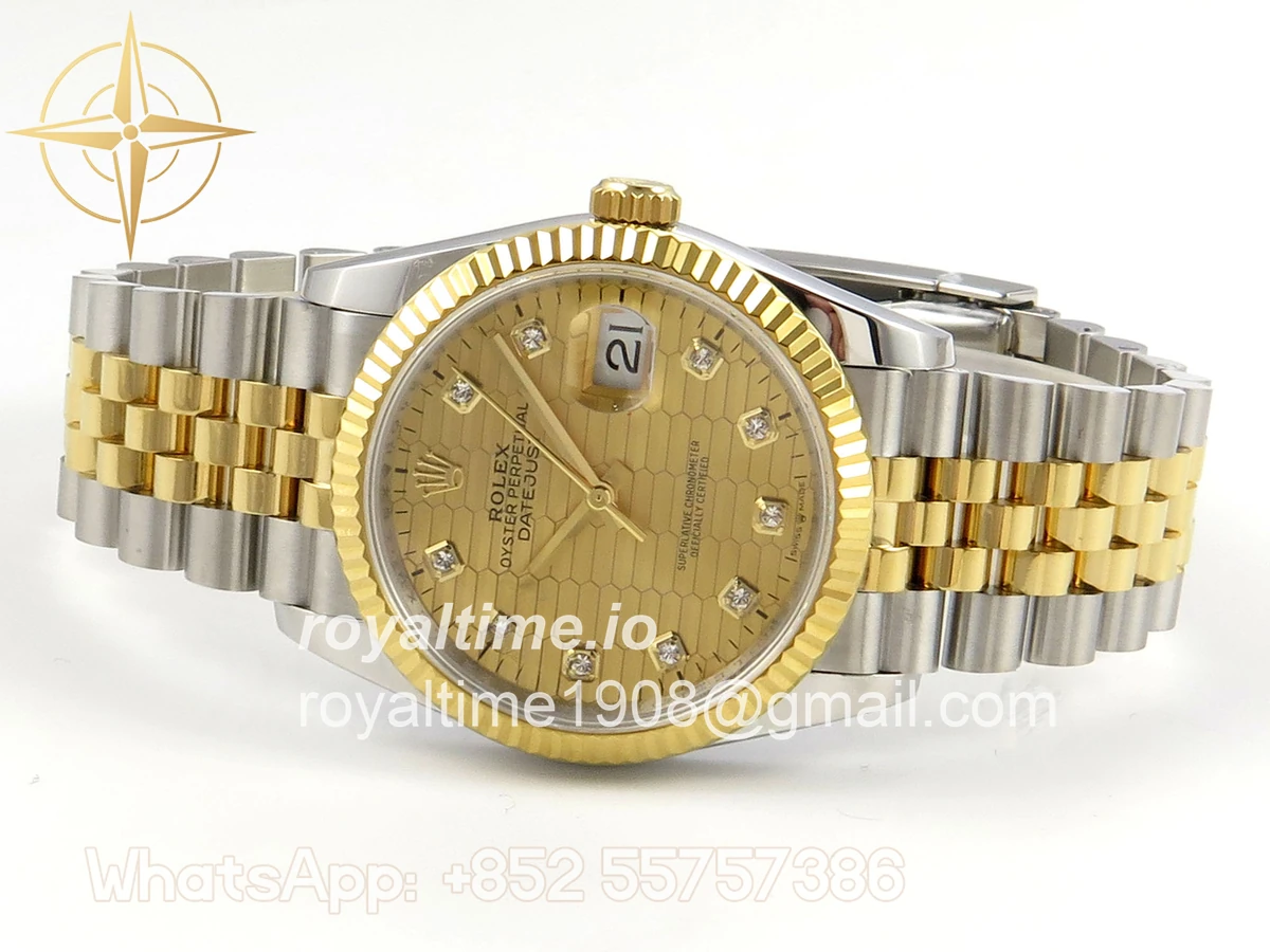 Rolex DateJust 36 126233 QF YG Textured DIamonds Dial on Jubilee Bracelet QF3235 - Image 8