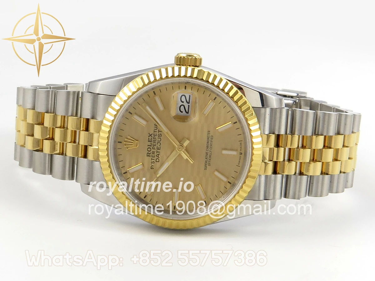 Rolex DateJust 36 126233 QF YG Textured Stick Dial on Jubilee Bracelet QF3235 - Image 8