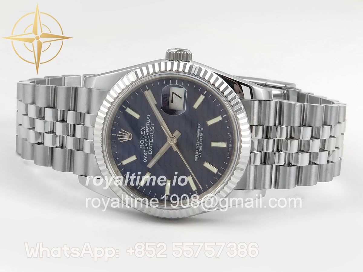 Rolex DateJust 36 126234 QF Blue Textured Stick Dial on Jubilee Bracelet QF3235 - Image 8