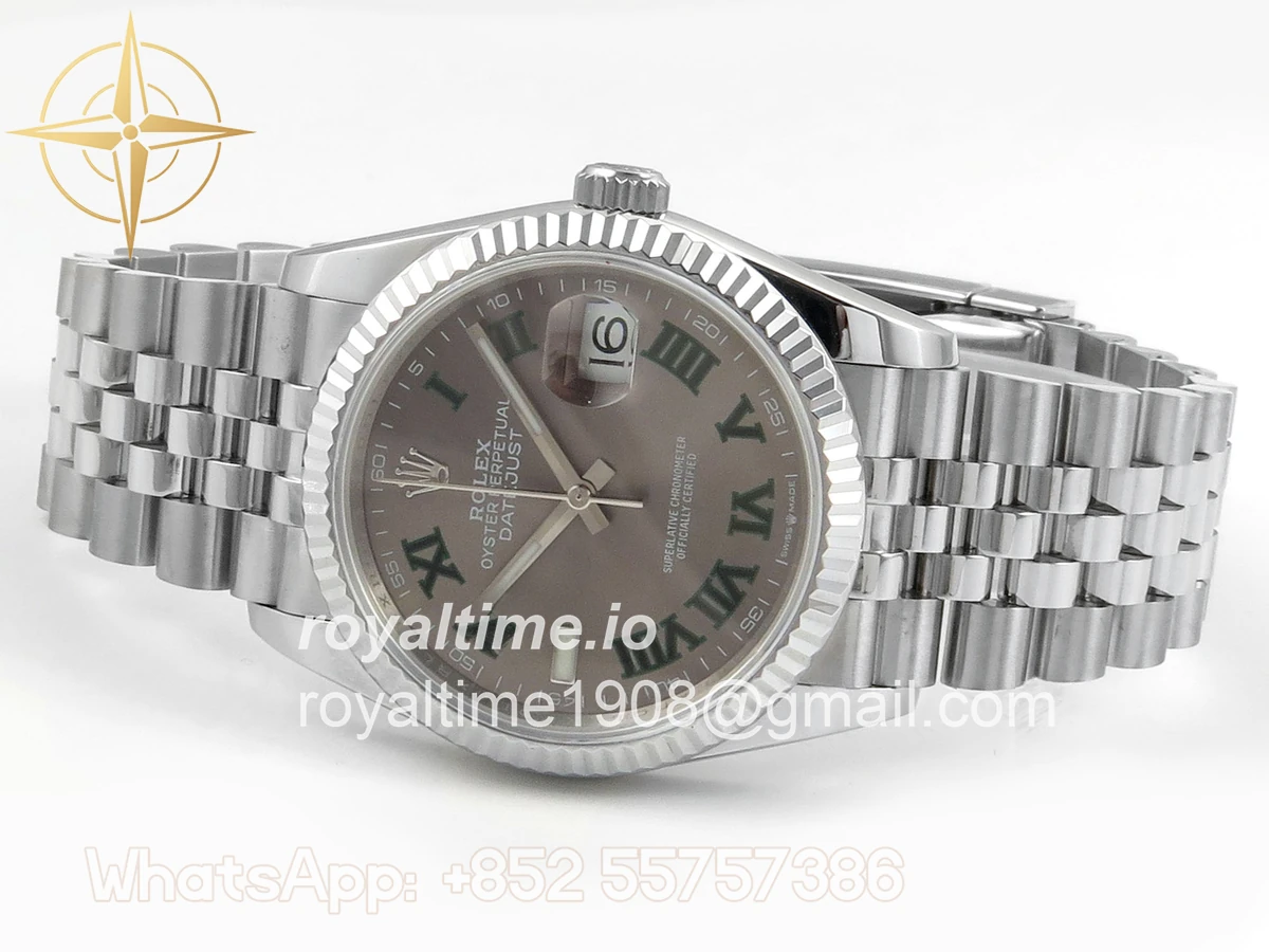 Rolex DateJust 36 126234 QF Gray Dial Green Roman on Jubilee Bracelet QF3235 - Image 8