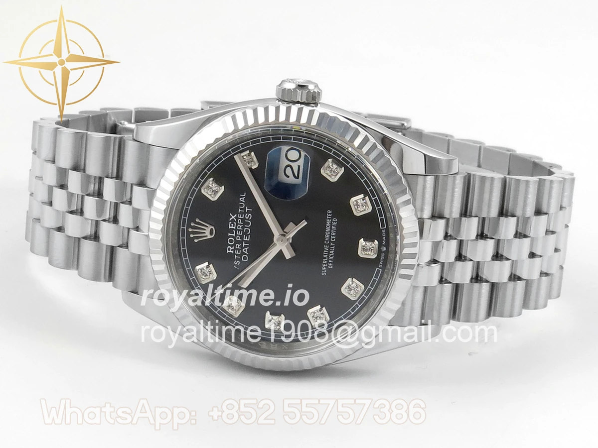 Rolex DateJust 36 126334 904L SS Clean Plus Black Diamonds Dial on Jubilee Bracelet DD3235 - Image 8