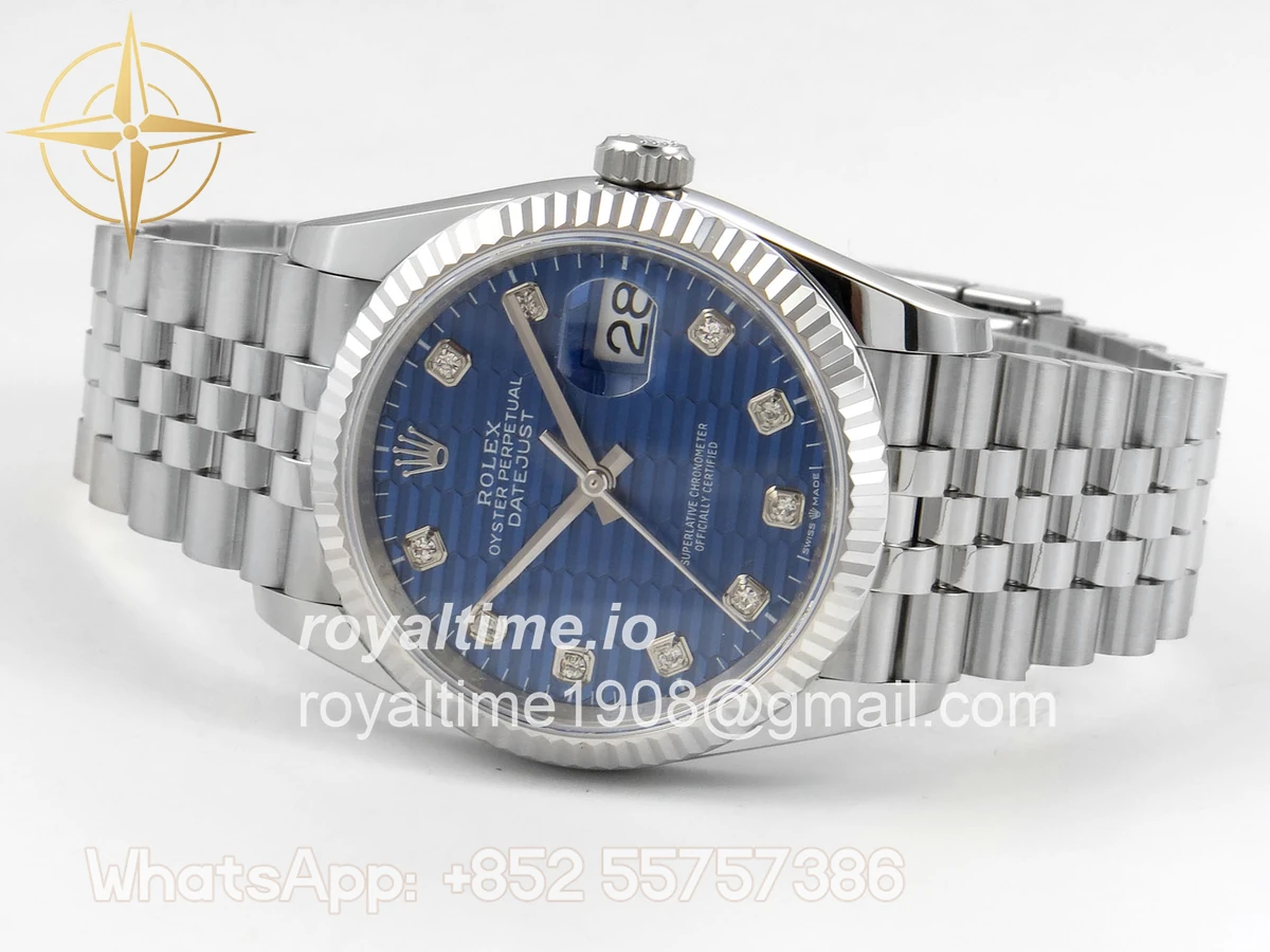 Rolex DateJust 36 SS 126234 ARF Blue Textured Diamonds Dial on Jubilee Bracelet DD3235 - Image 8