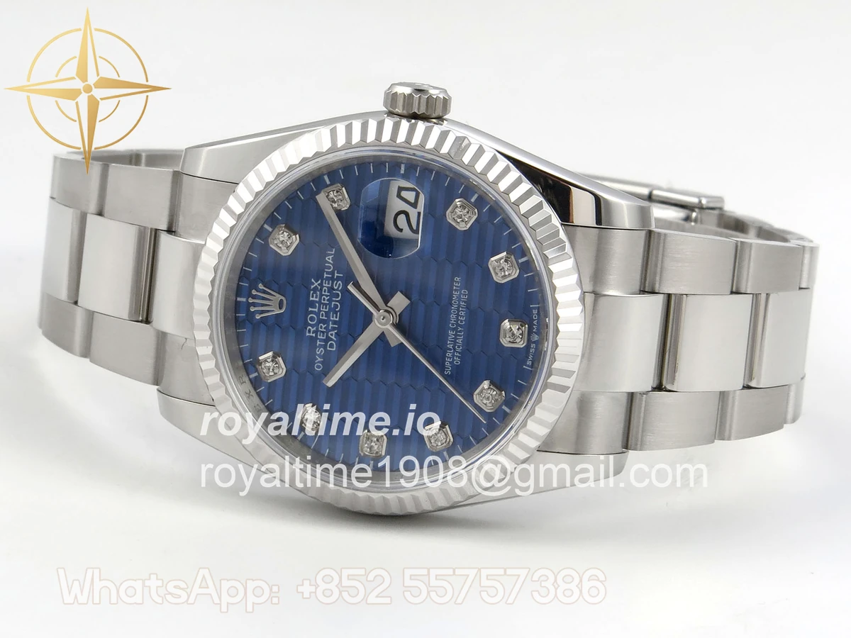 Rolex DateJust 36 SS 126234 ARF Blue Textured Diamonds Dial on Oyster Bracelet DD3235 - Image 8