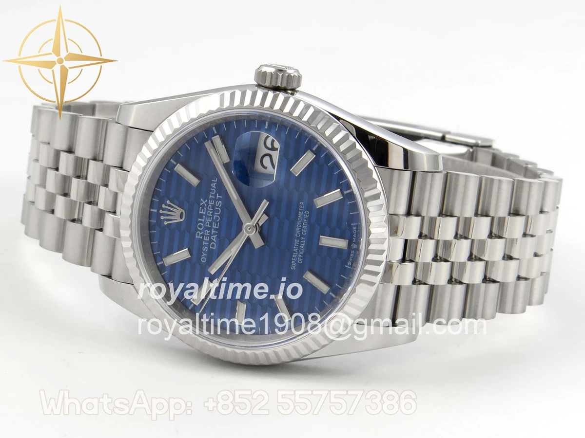 Rolex DateJust 36 SS 126234 ARF Blue Textured Stick Dial on Jubilee Bracelet DD3235 - Image 8