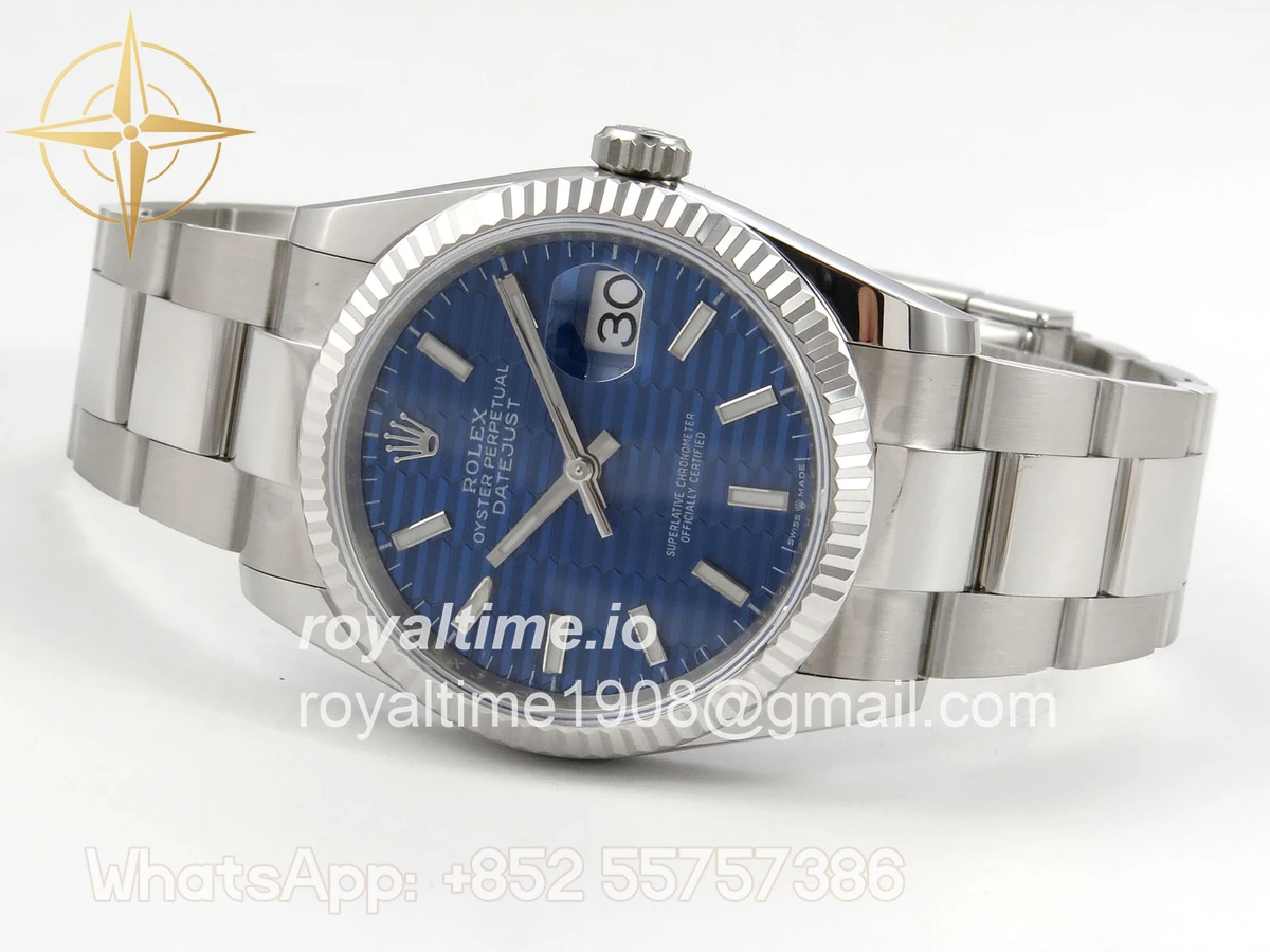 Rolex DateJust 36 SS 126234 ARF Blue Textured Stick Dial on Oyster Bracelet DD3235 - Image 8