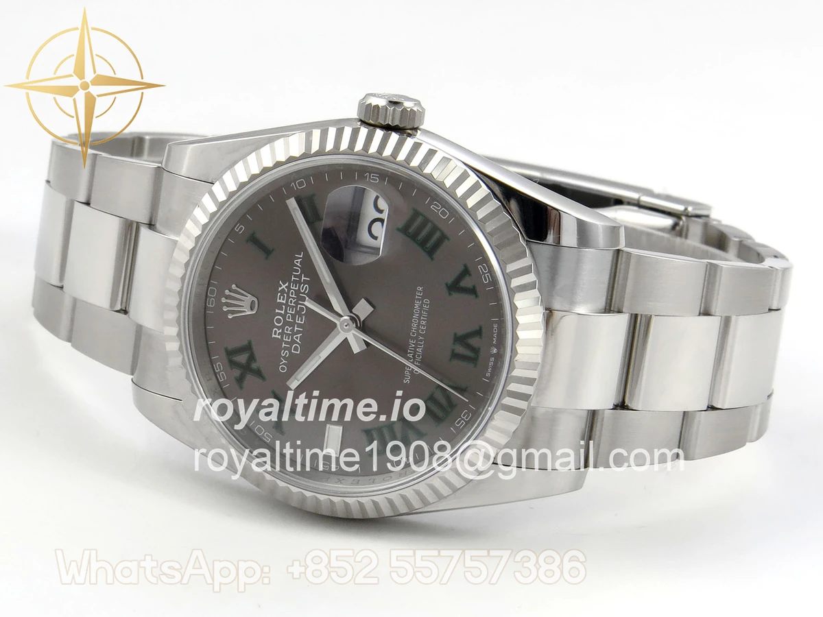 Rolex DateJust 36 SS 126234 ARF Gray Dial Green Roman on Oyster Bracelet DD3235 - Image 8