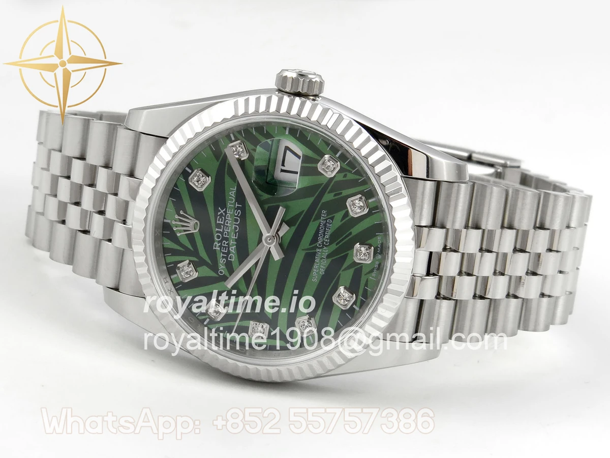 Rolex DateJust 36 SS 126234 ARF Green Leaves Diamonds Dial on Jubilee Bracelet DD3235 - Image 8