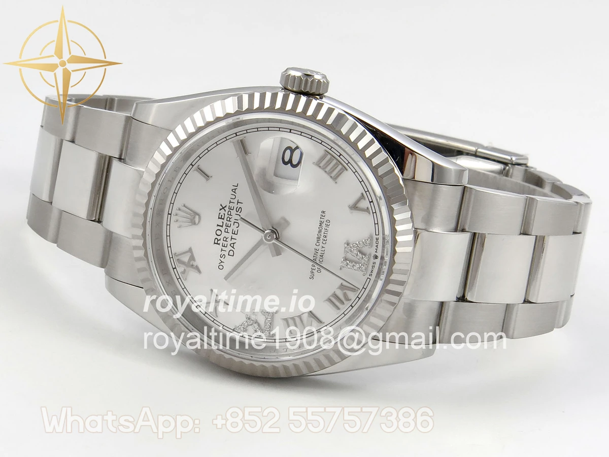Rolex DateJust 36 SS 126234 ARF Silver Diamond Roman Dial on Oyster Bracelet DD3235 - Image 8