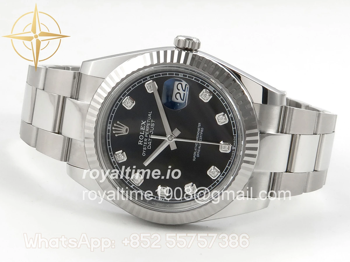 Rolex DateJust 41 126334 904L SS SCF Black Diamonds Dial on Oyster Bracelet VR3235 - Image 8