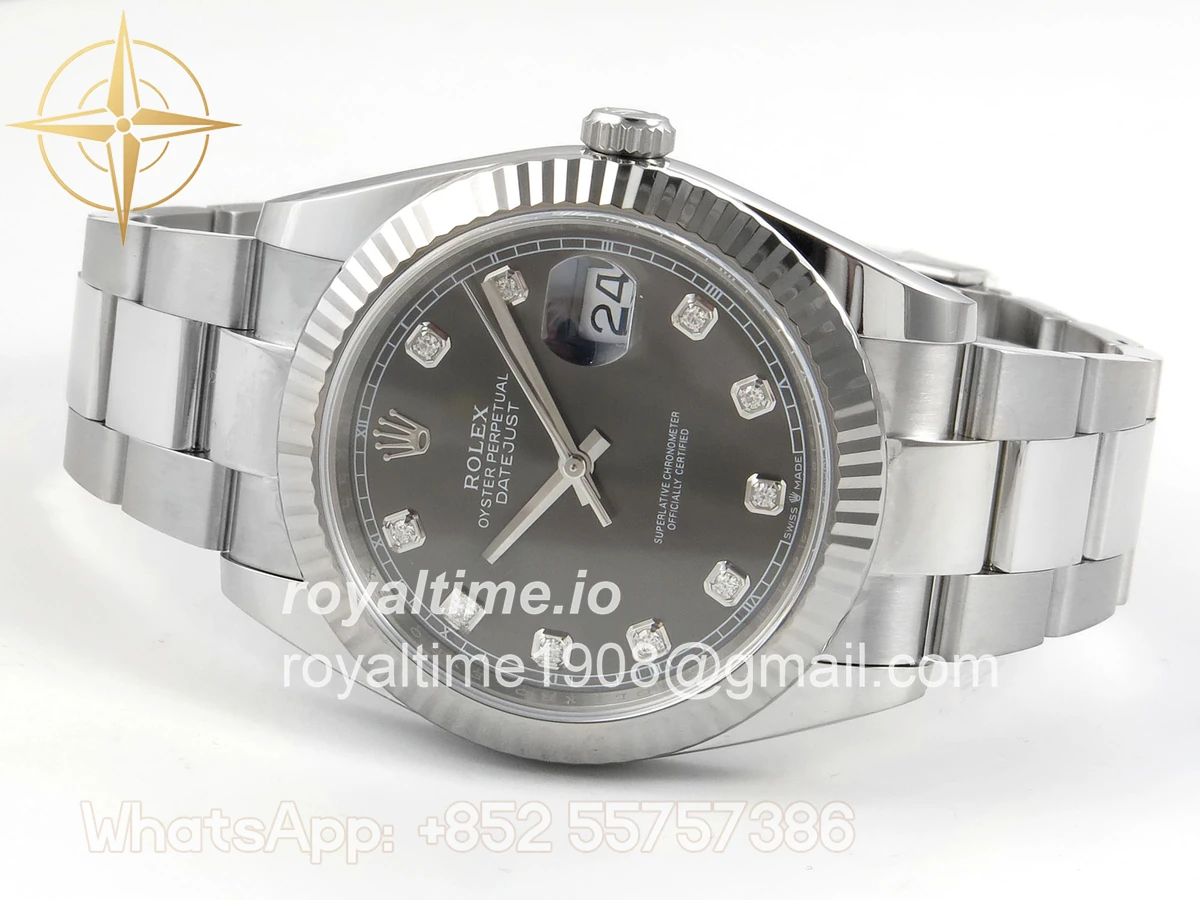 Rolex DateJust 41 126334 904L SS SCF Gray Diamonds Dial on Oyster Bracelet VR3235 - Image 8