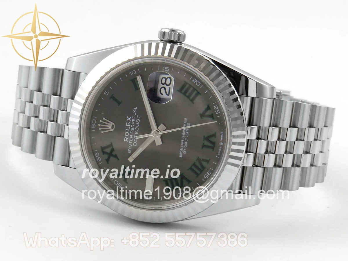 Rolex DateJust 41 126334 ERF Gray Dial Green Roman on Jubilee Bracelet JH3235 (Free Sprung) Weighted 132g - Image 8