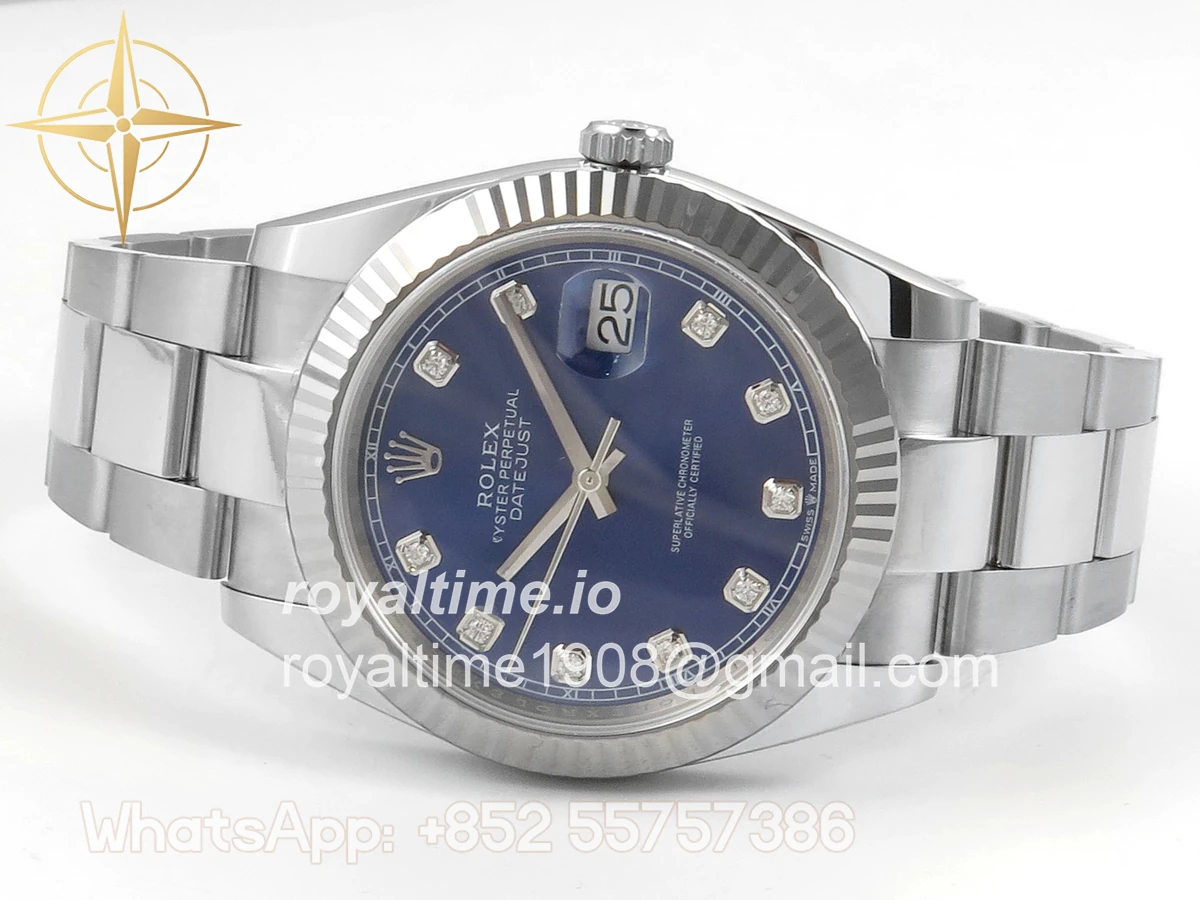 Rolex DateJust 41 126334 904L SS SCF Blue Diamonds Dial on Oyster Bracelet VR3235 - Image 8