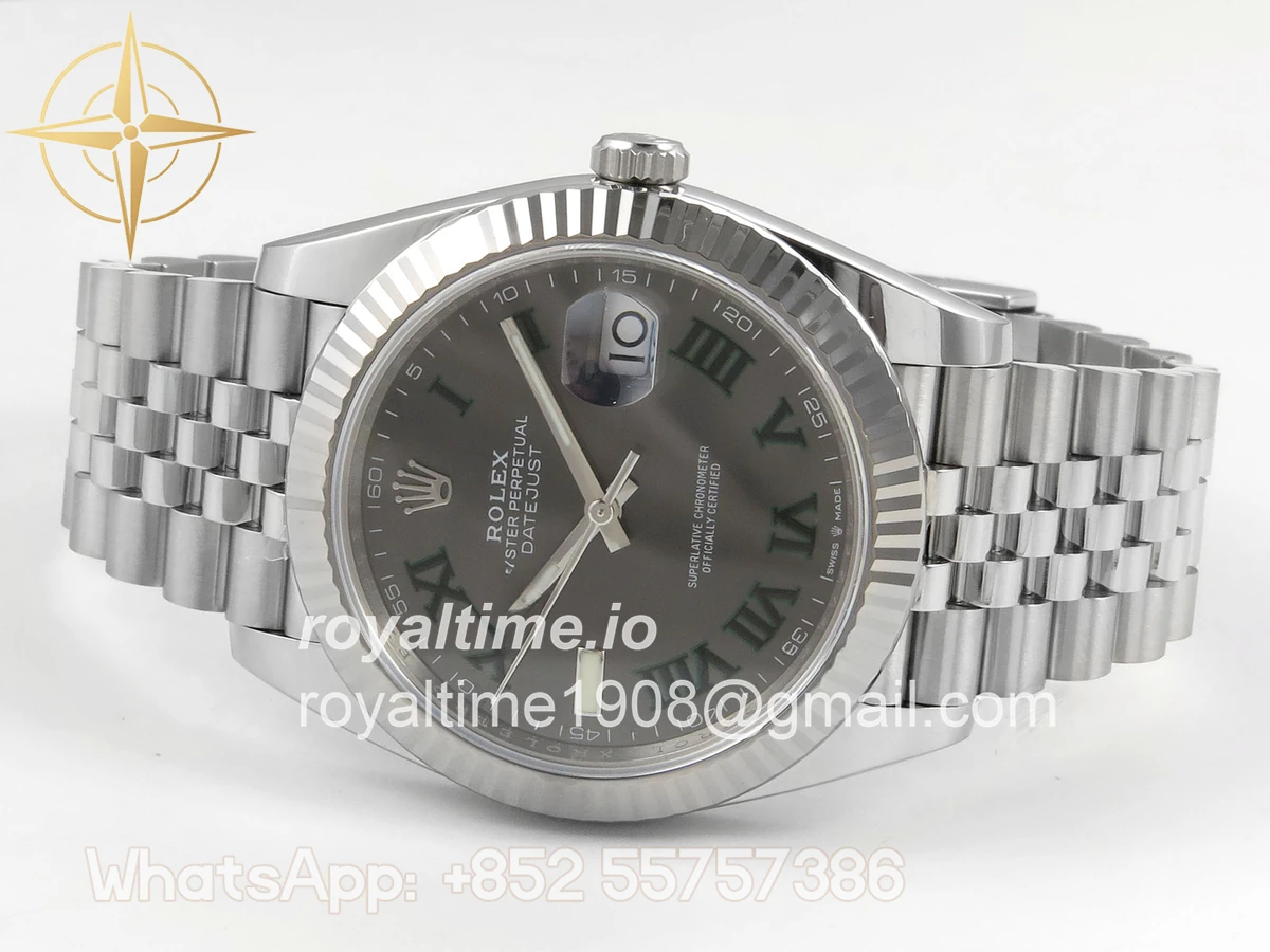 Rolex DateJust 41 126334 904L SS SCF Gray Dial Green Roman on Jubilee Bracelet VR3235 - Image 8