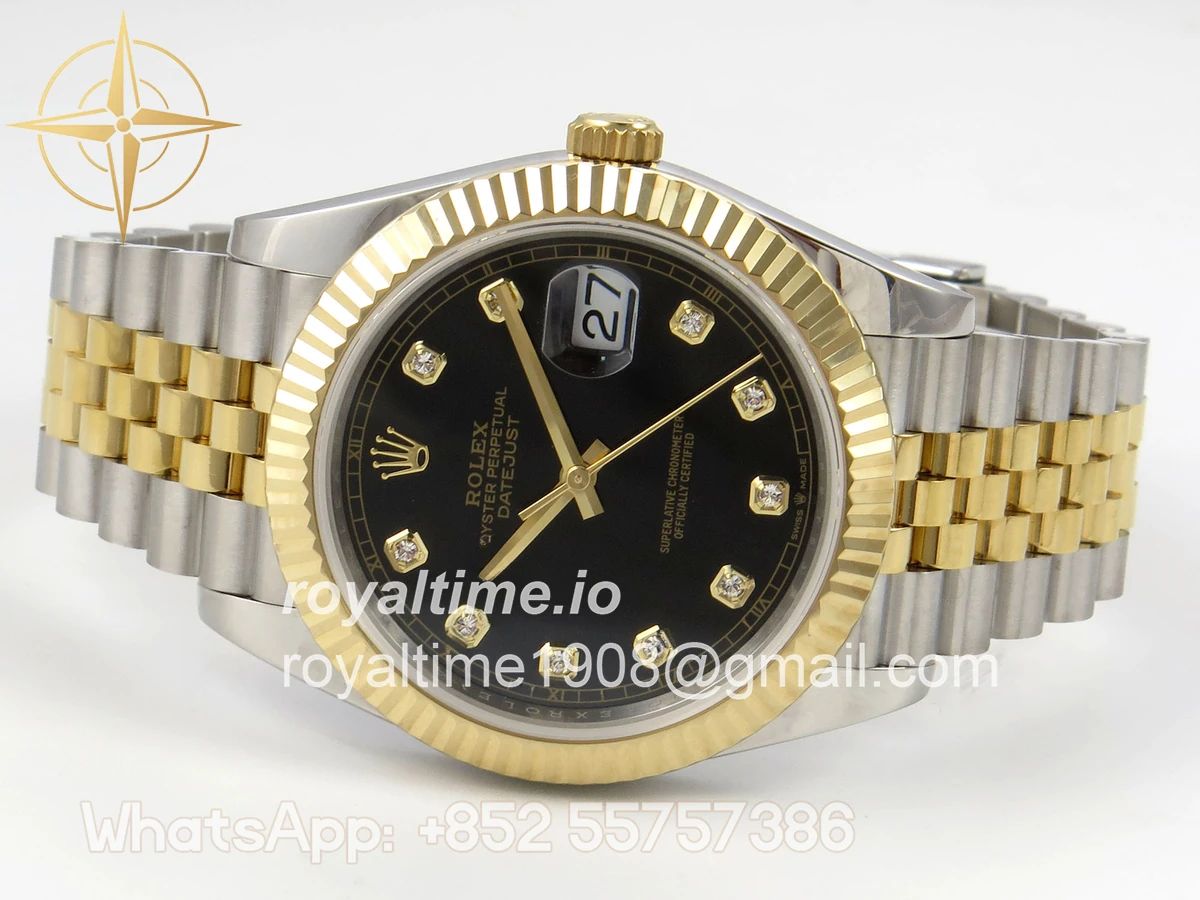 Rolex DateJust 41 126333 QF 904L Steel Black Diamonds Dial on SS/YG Jubilee Bracelet QF3235 (145g) - Image 8