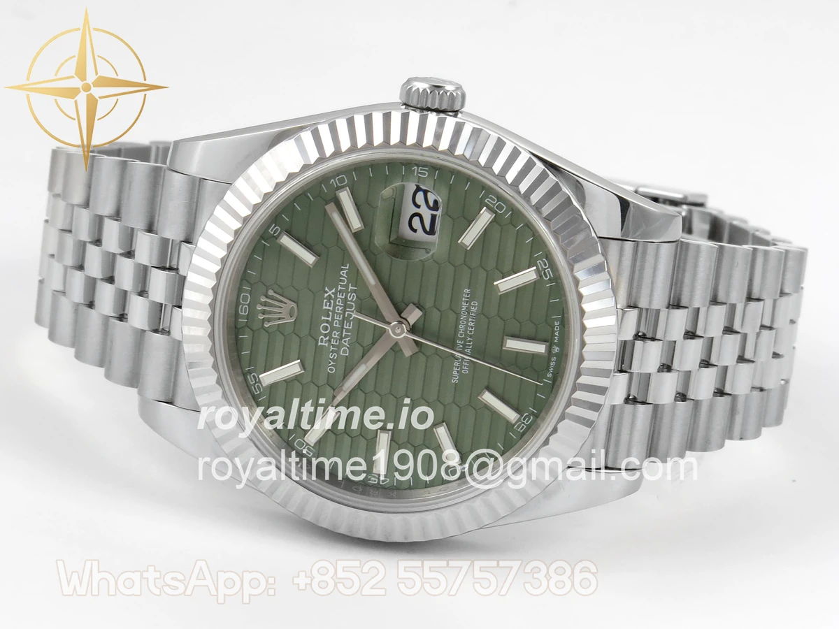 Rolex DateJust 41 126334 QF 904L Steel Green Textured Stick Dial on SS Jubilee Bracelet QF3235(145g) - Image 8