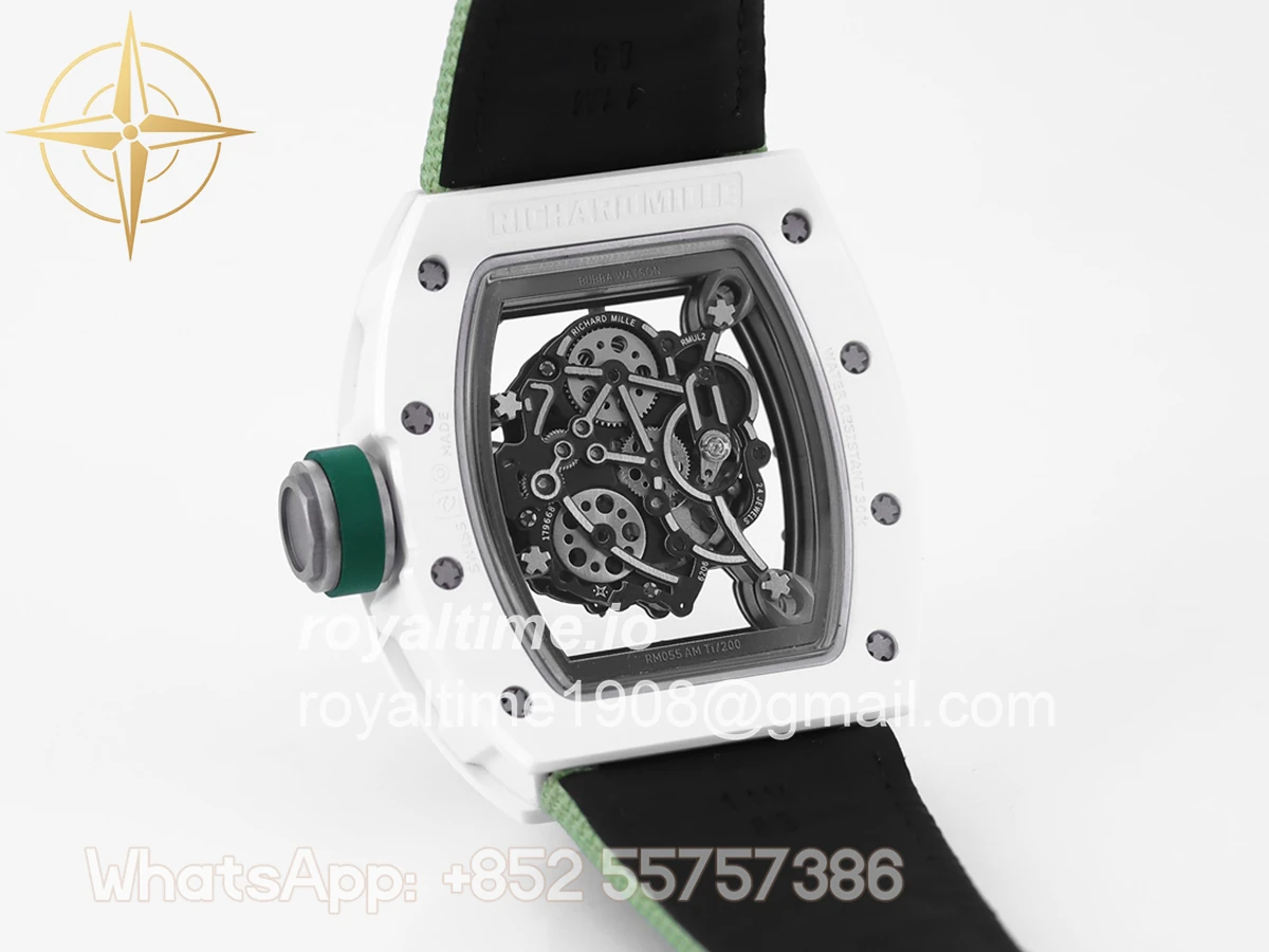 Richard Mille RM 055 White Bubba Watson White Ceramic on Green Nylon Strap - Image 8