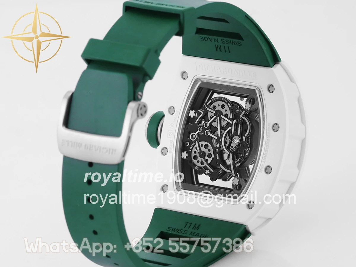 Richard Mille RM 055 White Bubba Watson White Ceramic on Green Rubber - Image 8