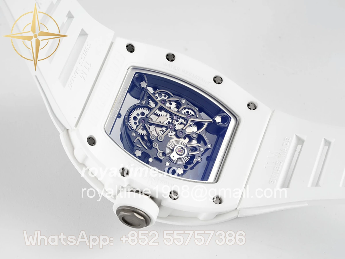 Richard Mille RM 055 White Bubba Watson White Ceramic on White Rubber RMUL2 - Image 8