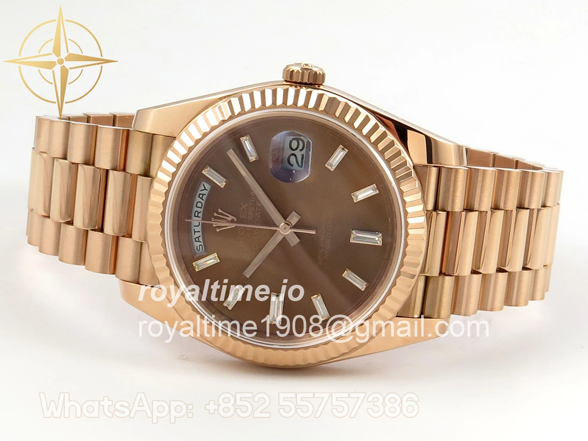 Rolex Day Date 40 RG TMF Brown Diamonds Dial on President Bracelet VR3255 (Weighted) 208g - Image 8