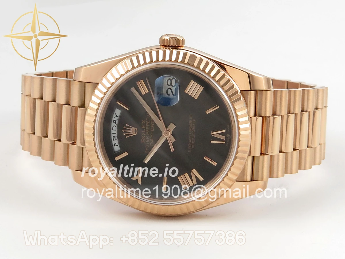 Rolex Day Date 40 RG TMF Gray Ombre Roman Dial on President Bracelet VR3255 (Weighted) 208g - Image 8