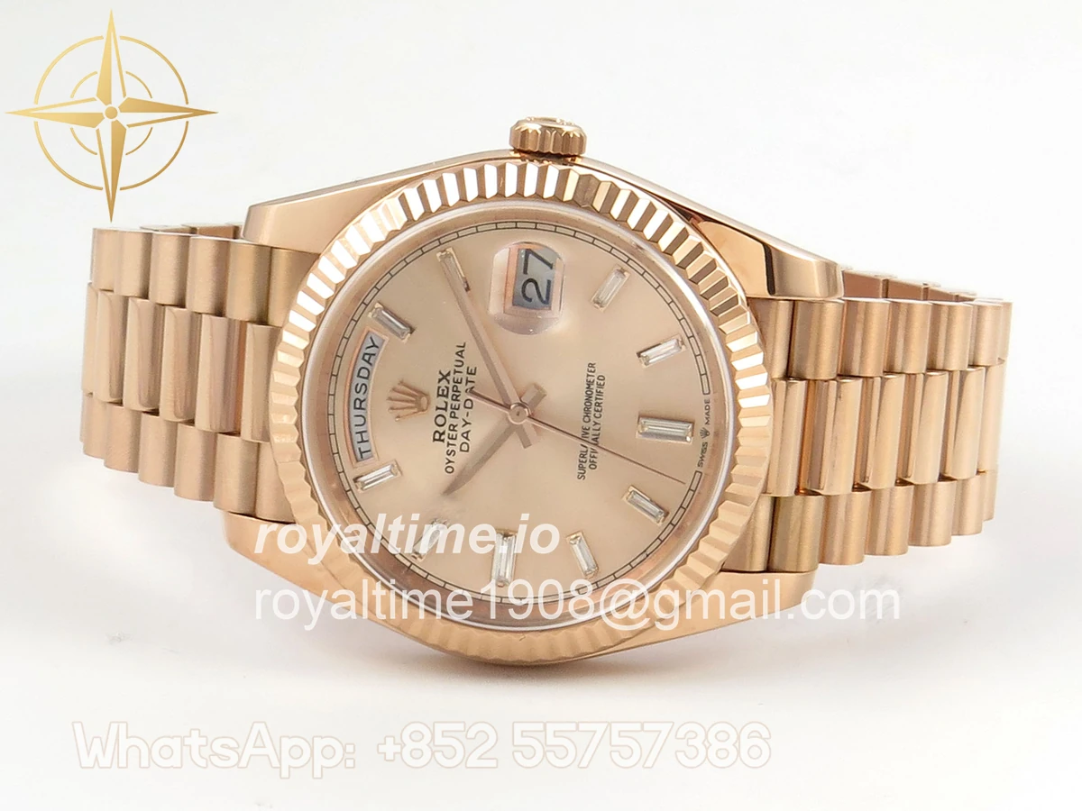 Rolex Day Date 40 RG TMF RG Diamonds Dial on President Bracelet VR3255 (Weighted) 208g - Image 8