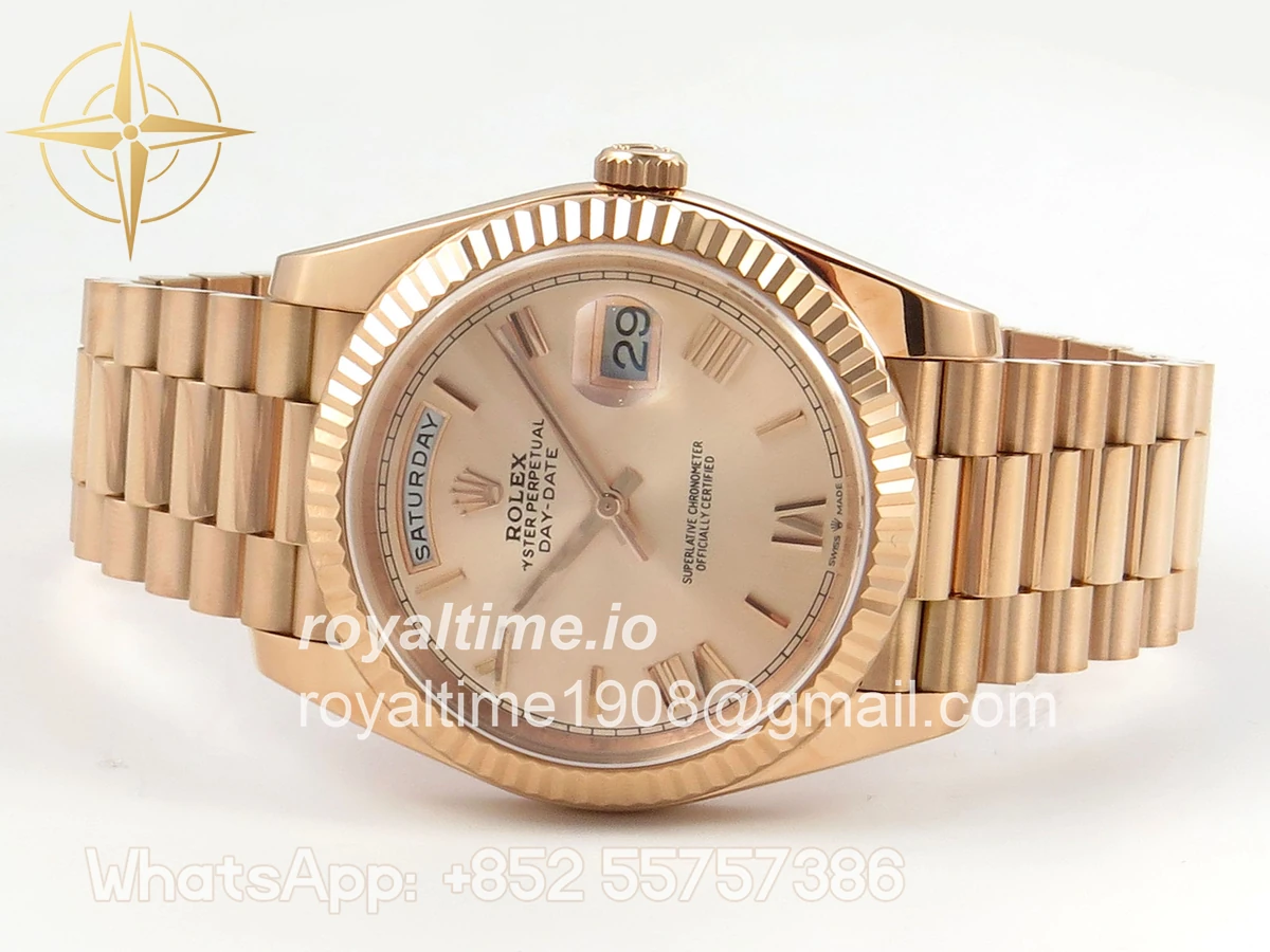 Rolex Day Date 40 RG TMF RG Roman Dial on President Bracelet VR3255 (Weighted) 208g - Image 8