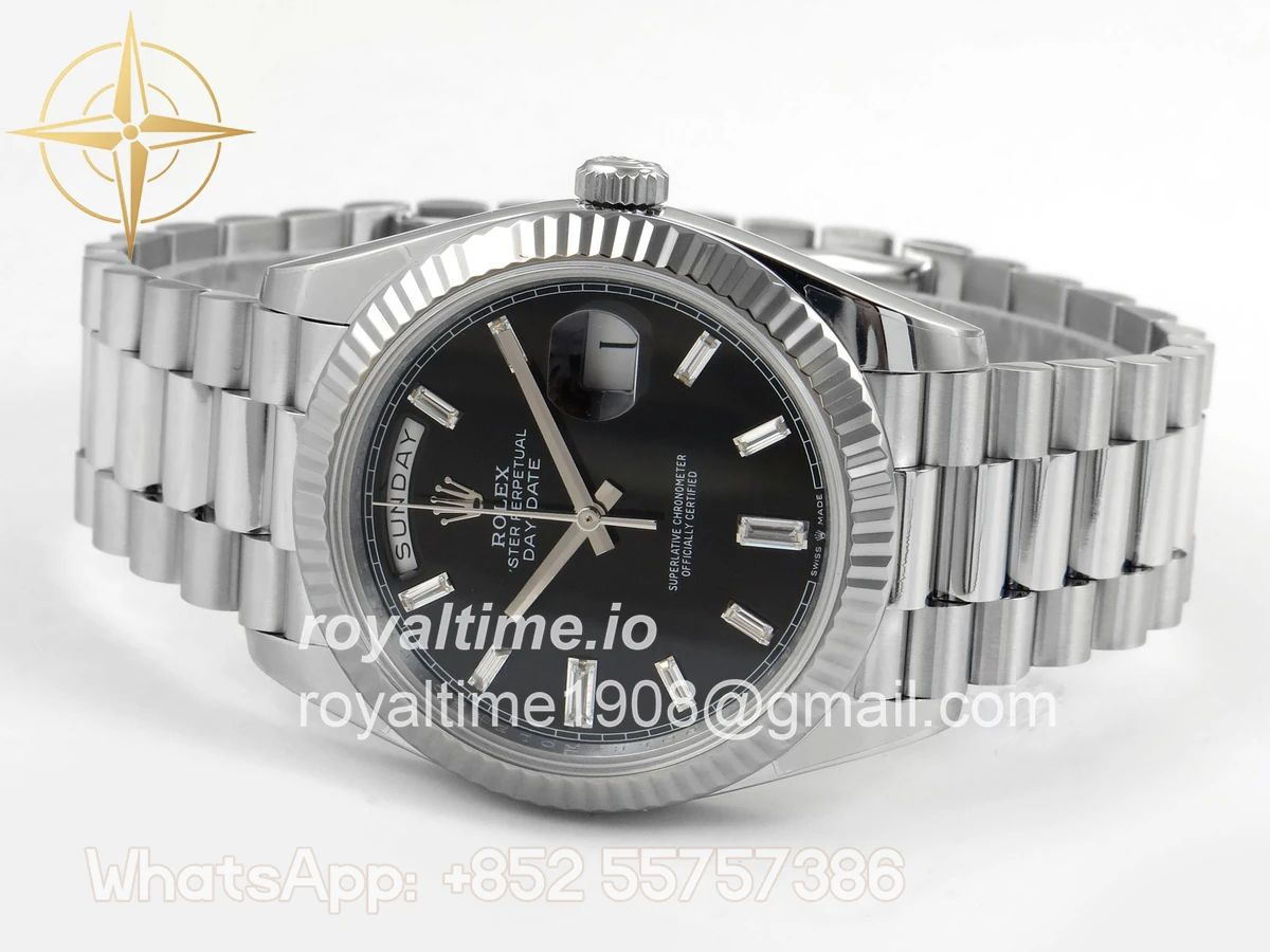Rolex Day Date 40 SS 228239 QF Black Crystal Dial on President Bracelet A2836 V6 (200g) - Image 8