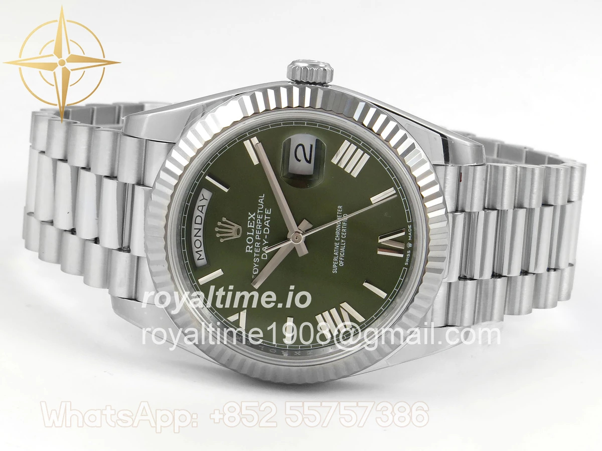 Rolex Day Date 40 SS 228239 QF Green Ombre Roman Dial on President Bracelet A2836 V6 (200g) - Image 8