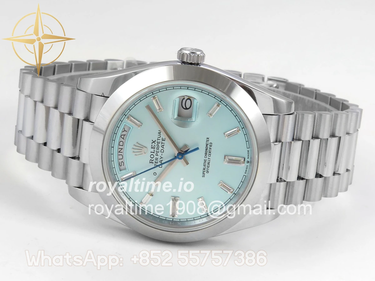 Rolex Day Date 40 SS 228239 QF Ice Blue Crystal Dial on President Bracelet A2836 V6 (200g) - Image 8