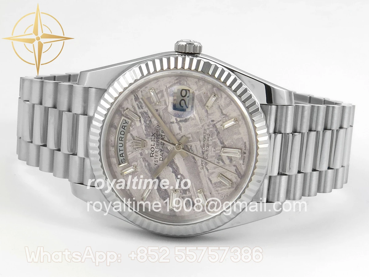 Rolex Day Date 40 SS TMF Meteorite Crystal Dial on President Bracelet VR3255 (Weighted) 208g - Image 8