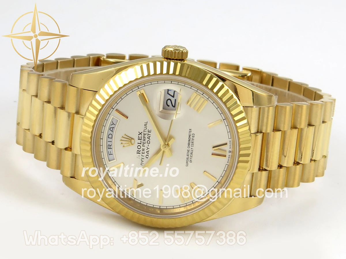 Rolex Day Date 40 YG 228238 QF Silver Roman Dial on President Bracelet A2836 V6 (200g) - Image 8