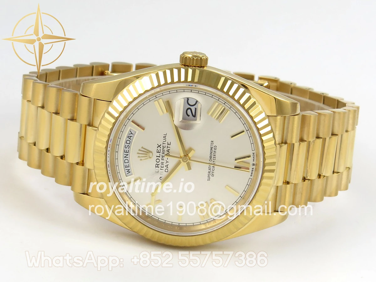 Rolex Day Date 40 YG 228238 QF Silver Roman Dial on President Bracelet VR3255 V8 (190g) - Image 8
