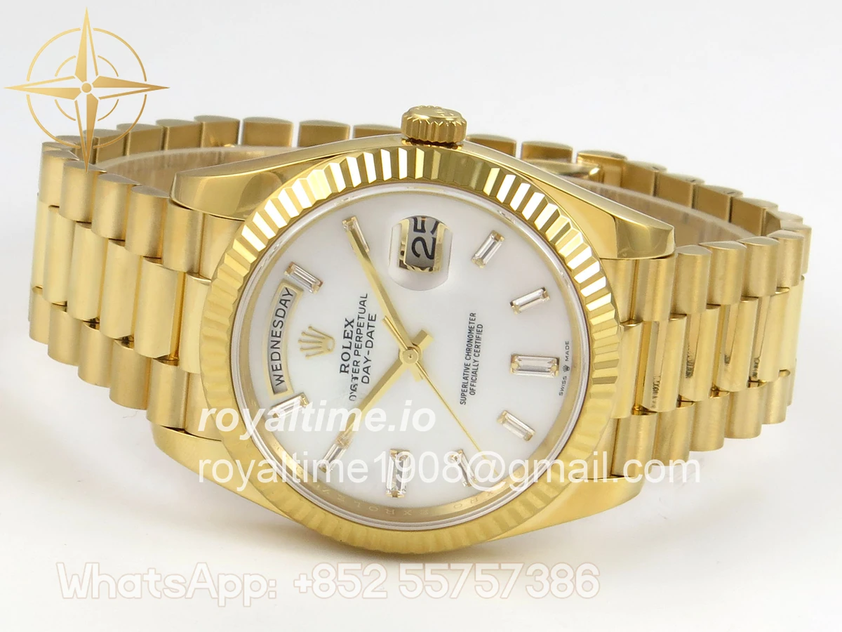 Rolex Day Date 40 YG 228238 QF White Crystal Dial on President Bracelet VR3255 V8 (190g) - Image 8