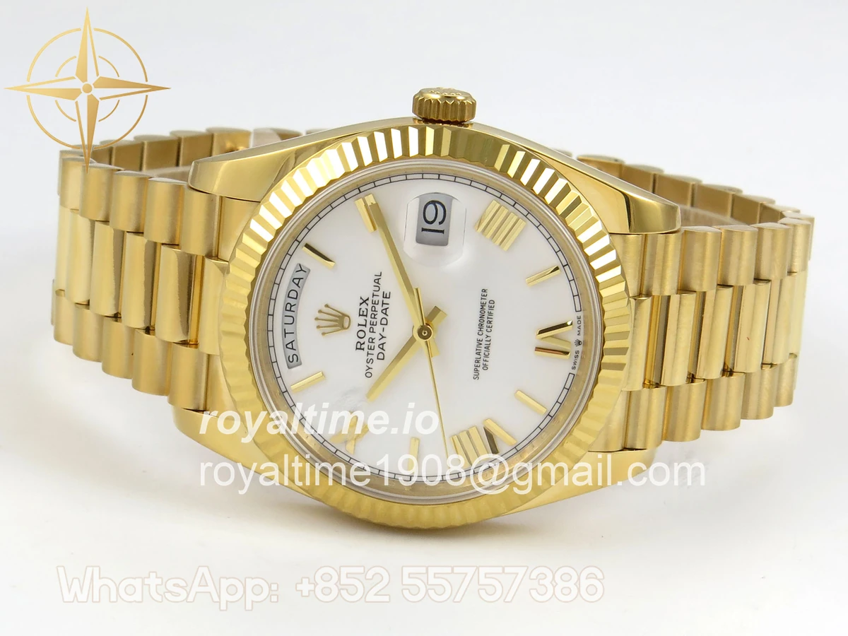 Rolex Day Date 40 YG 228238 QF White Roman Dial on President Bracelet A2836 V6 (200g) - Image 8