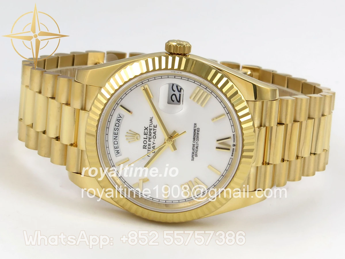Rolex Day Date 40 YG 228238 QF White Roman Dial on President Bracelet VR3255 V8 (190g) - Image 8