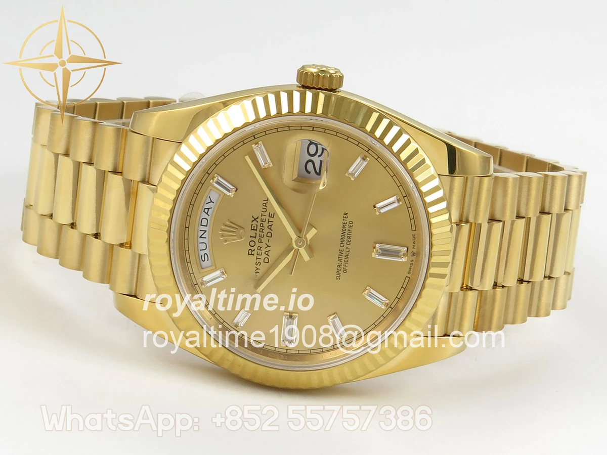 Rolex Day Date 40 YG 228238 QF YG Crystal Dial on President Bracelet VR3255 V8 (190g) - Image 8