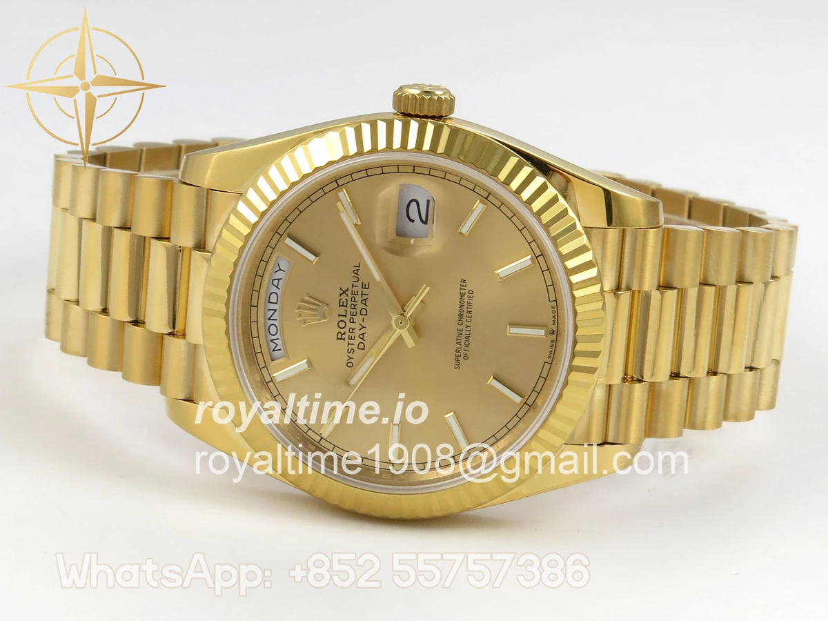 Rolex Day Date 40 YG 228238 QF YG Stick Dial on President Bracelet A2836 V6 (200g) - Image 8
