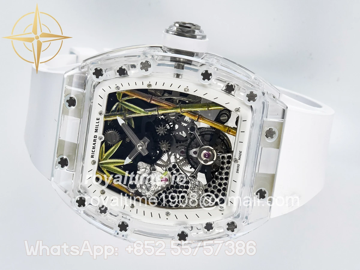 Richard Mille RM026 Transparent Tourbillon RMF Panda Skeleton Dial on Translucent Rubber Strap - Image 8