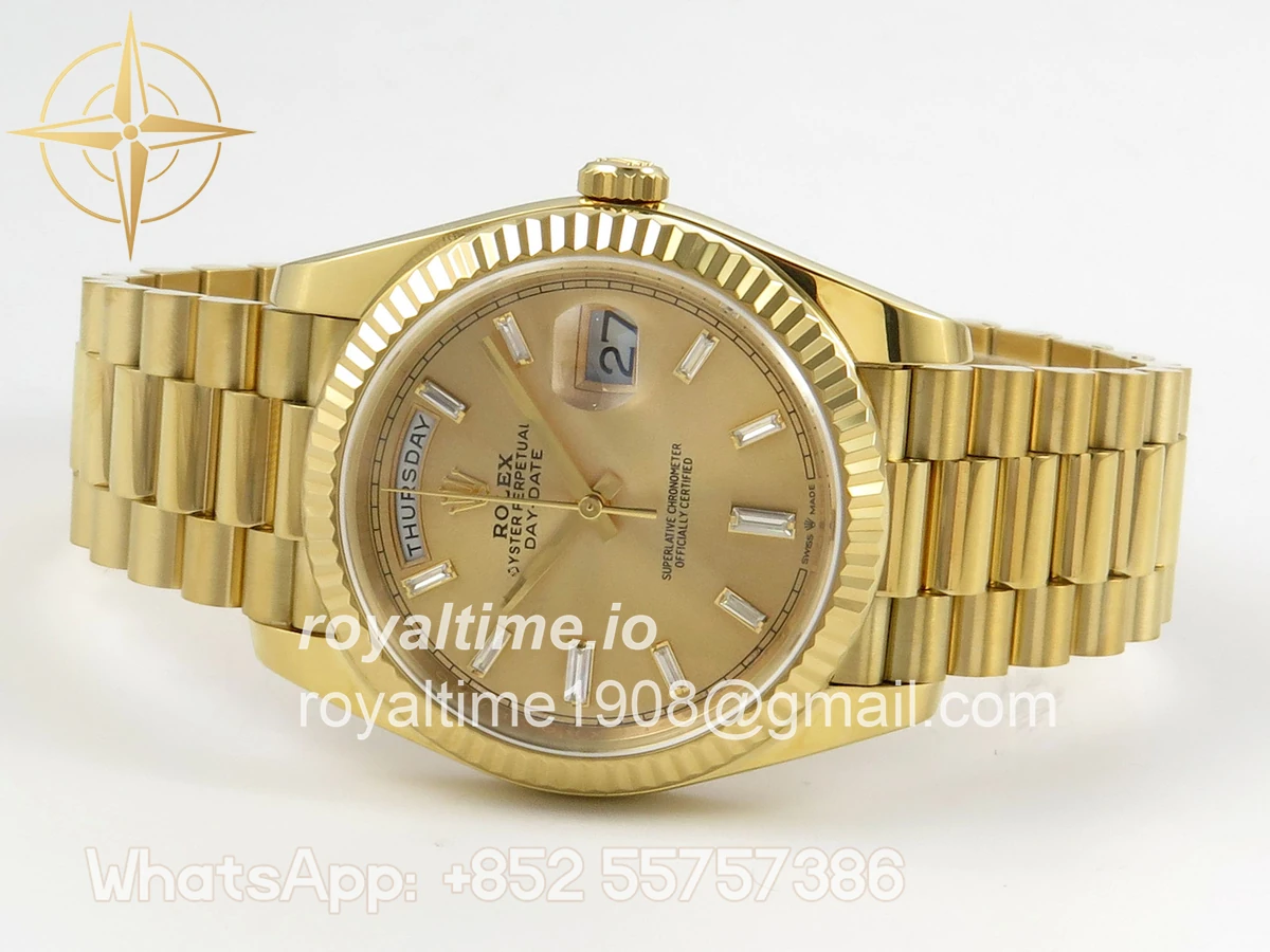 Rolex Day Date 40 YG TMF YG Diamonds Dial on President Bracelet VR3255 (Weighted) 208g - Image 8