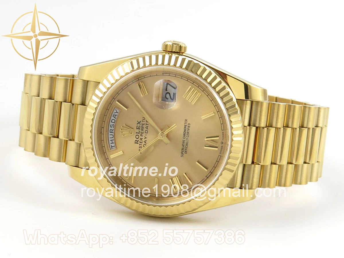 Rolex Day Date 40 YG TMF YG Roman Dial on President Bracelet VR3255 (Weighted) 208g - Image 8