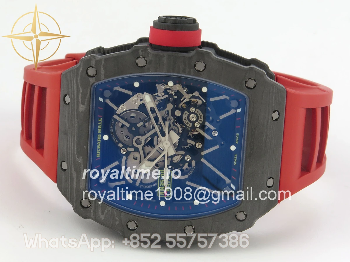 Richard Mille RM035-01 Black Carbon ZF Skeleton Dial On Red Rubber Strap RMUL2 - Image 8