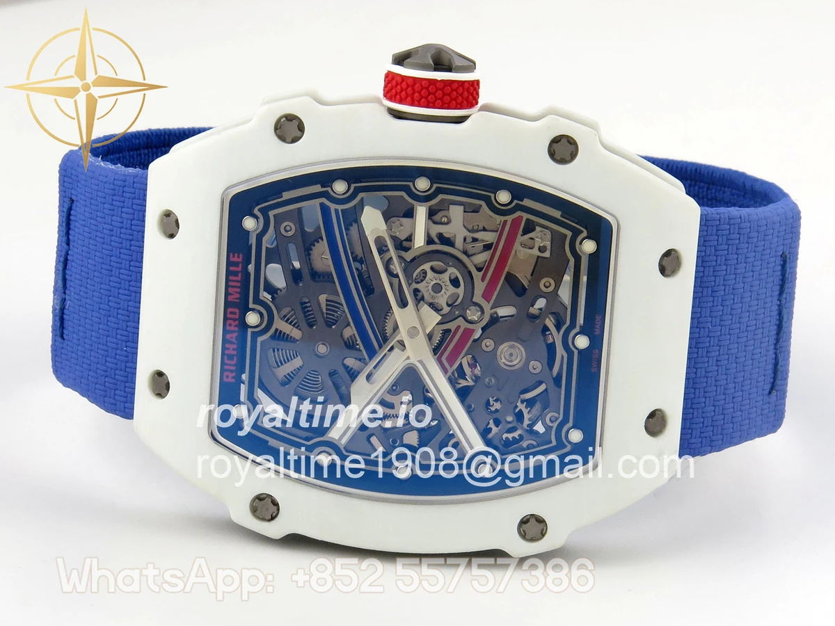Richard Mille AVF RM67-02 France White NTPT Spain Skeleton Dial on Blue Elastic strap CRMA7 - Image 8