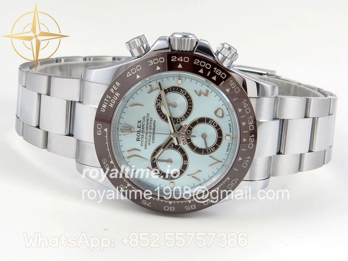Rolex Daytona 116506 3CF Ice Blue Dial Arabic Markers on SS Bracelet SH4130 V2 - Image 8