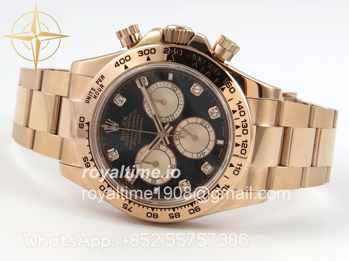 Rolex Daytona 126505 RG UFO Black/RG Diamonds Dial on RG Bracelet UF4131 (Free Sprung) - Image 8
