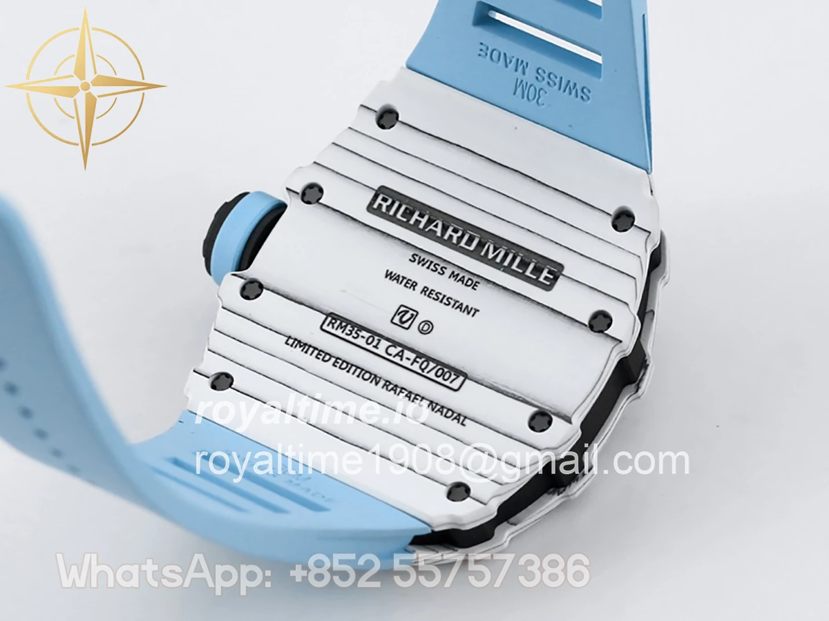 Richard Mille RM 035-01 Rafael Nadal White NTPT on Blue Rubber Strap - Image 8