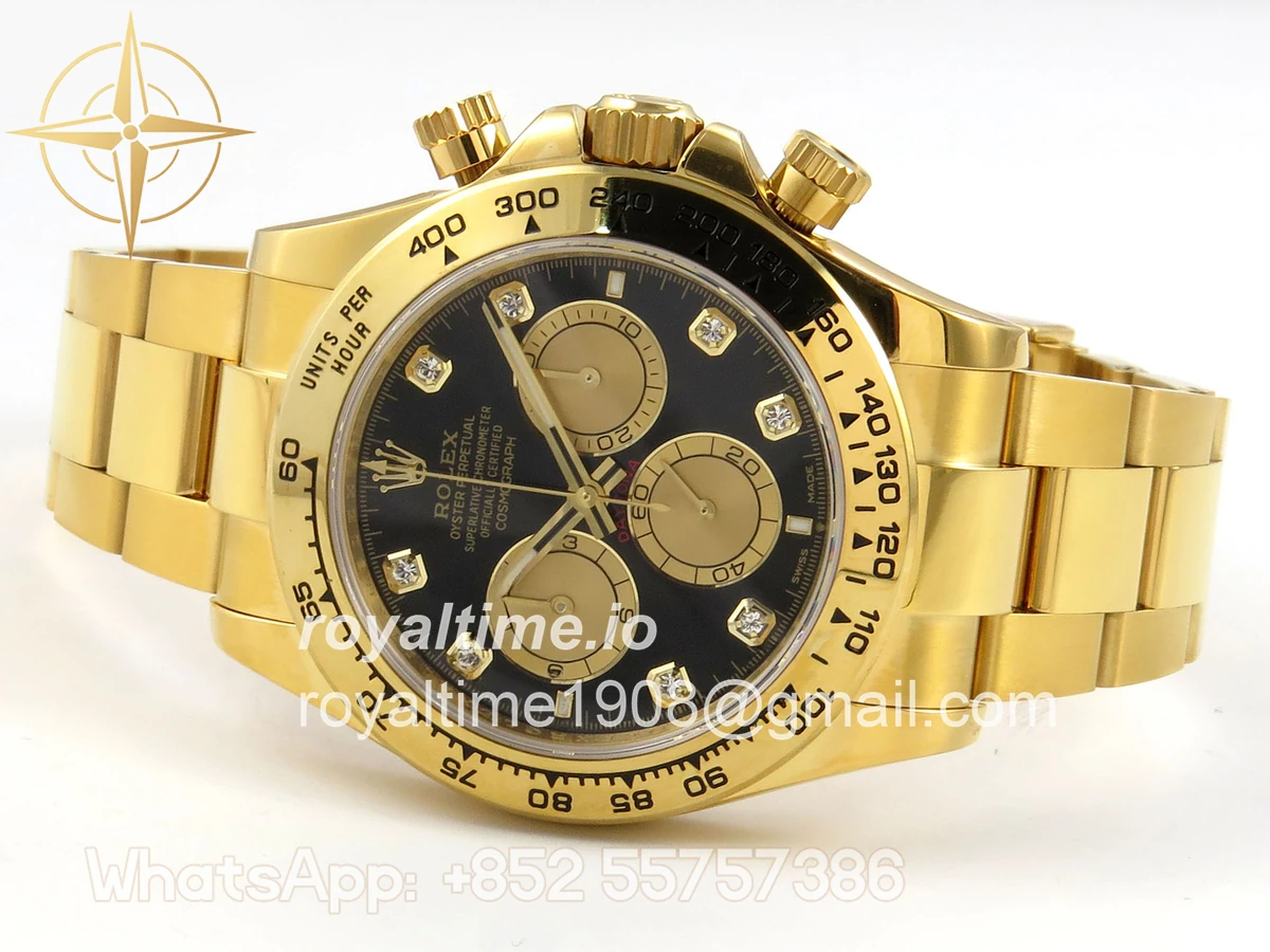 Rolex Daytona 126508 YG UFO Black/YG Diamonds Dial on YG Bracelet UF4131 (Free Sprung) - Image 8